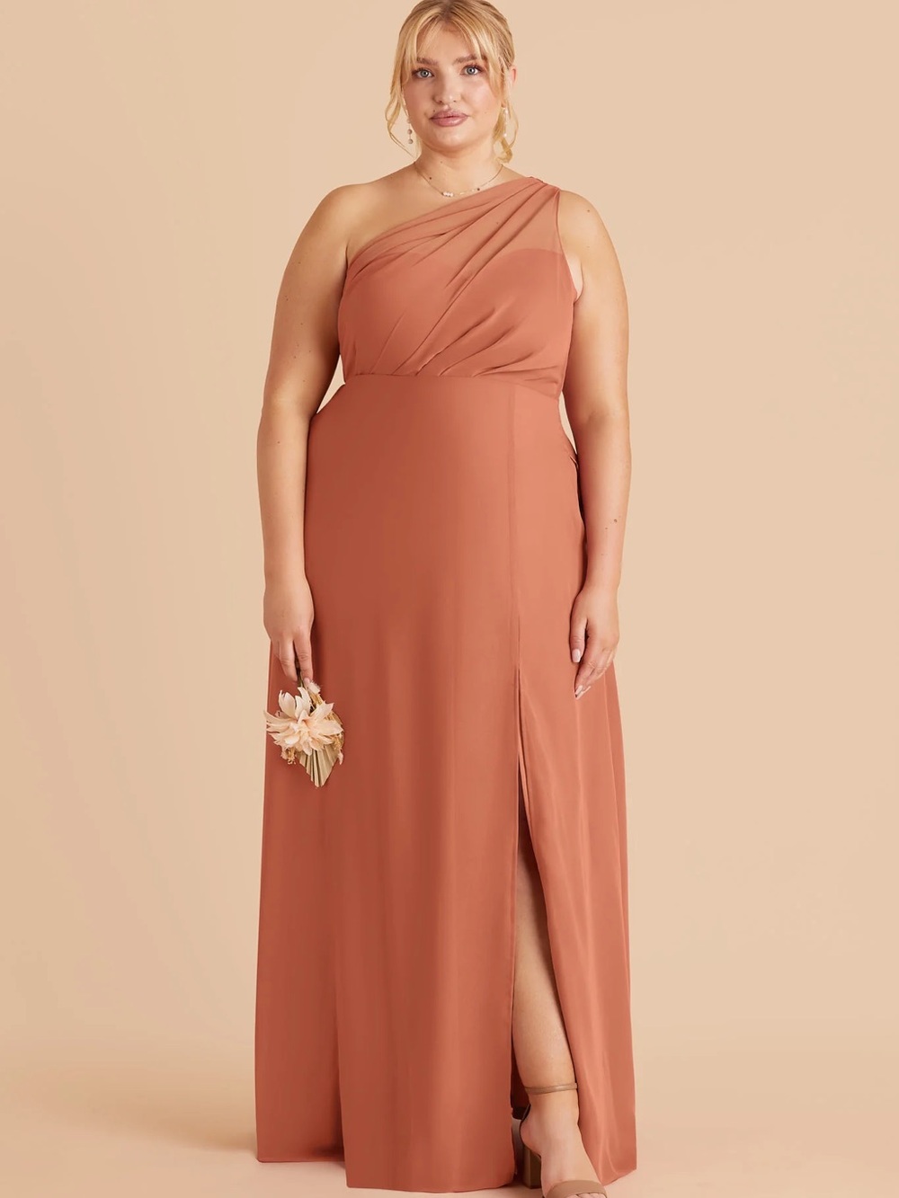 Birds Grey Kira Dress in Chiffon Terracotta